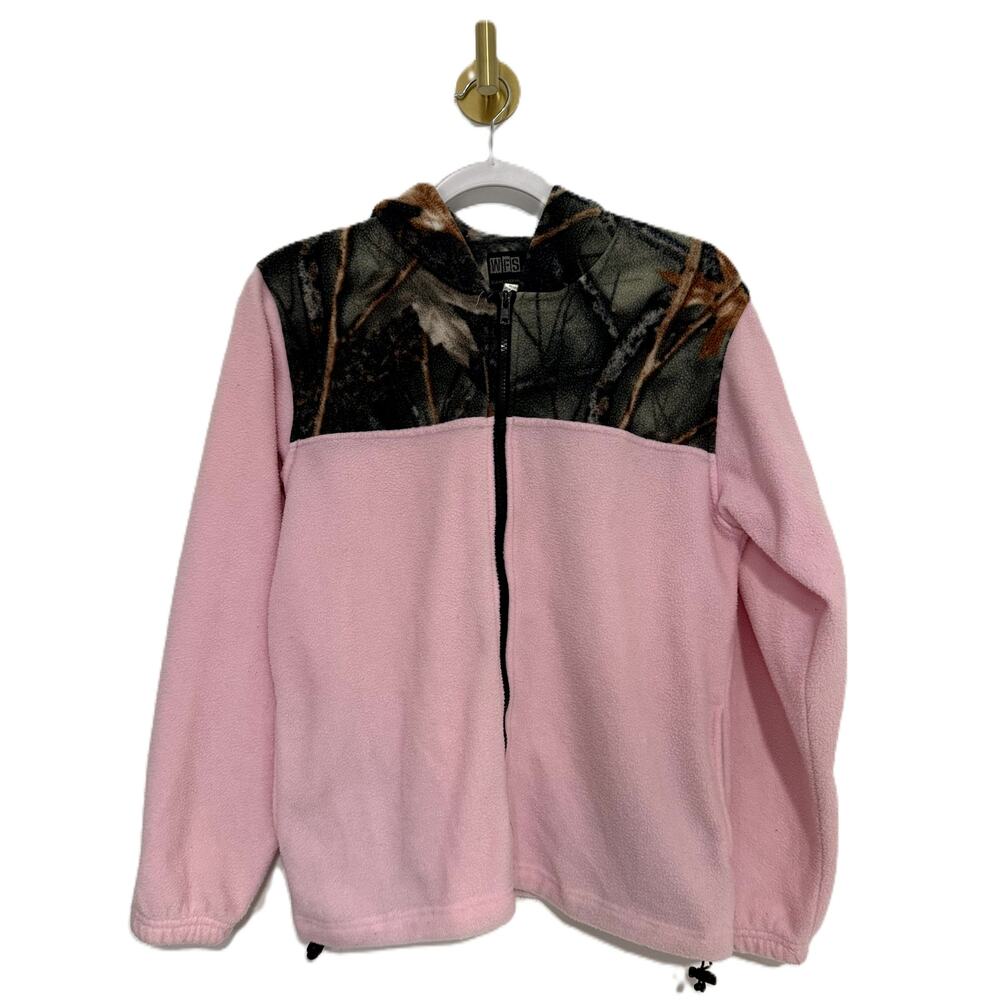 WFS Pink Camouflage Hunting Fleece Jacket Coat with hoody L